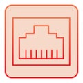 Internet plug connector flat icon. Network port red icons in trendy flat style. Computer connector gradient style design