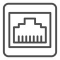Internet plug connector line icon. Network port vector illustration isolated on white. Computer connector outline style
