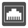 Internet plug connector solid icon. Network port vector illustration isolated on white. Computer connector glyph style
