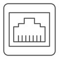 Internet plug connector thin line icon. Network port vector illustration isolated on white. Computer connector outline