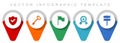 Internet pointer collection, miscellaneous icons such as shield, key, flag, badge and signpost, flat design vector infographic