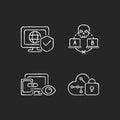 Internet privacy chalk white icons set on dark background Royalty Free Stock Photo