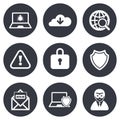 Internet privacy icons. Cyber crime signs