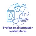 Internet professional contractor marketplaces concept icon. Residential construction and repair service idea thin line