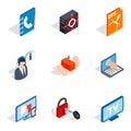 Internet project icons set, isometric style Royalty Free Stock Photo