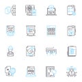 Internet Protection linear icons set. Firewall, Antivirus, Malware, Encryption, Phishing, Cybersecurity, Patching line
