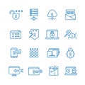 Internet protection and social security outline vector icons