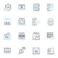 Internet realm linear icons set. Connectivity, Information, Worldwide, Accessibility, Social Media, Analytics