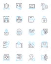 Internet realm linear icons set. Connectivity, Information, Worldwide, Accessibility, Social Media, Analytics