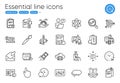 Internet report, Accounting checklist and Dj controller line icons. For website, printing and application. Vector