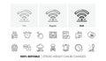 Internet report, Journey path and Reminder line icons. For web app, printing. Line icons. Vector