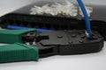 Internet router and rg45 connectors Royalty Free Stock Photo