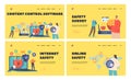Internet Safety, Content Control Software Landing Page Template Set. Computer Security, Protection, Private Network