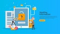 internet security concept with people character. password phishing attack. stealing personal information data web landing page,