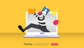 internet security concept with tiny people character. password phishing attack. stealing personal data. web landing page, banner, Royalty Free Stock Photo