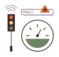 Internet security concerns with malware alert, online speed check, and traffic control concept Royalty Free Stock Photo
