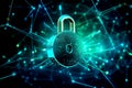 Internet security and data prevention. Security padlock lock on black background. Data access defense. Technology security concept Royalty Free Stock Photo