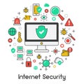 Internet Security Data Protection Line Art Icons