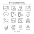 Internet Security Linear Icon Set