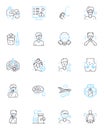 Internet security linear icons set. Encryption, Firewall, Malware, Phishing, Trojans, Vulnerability, Hacking line vector
