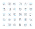 Internet security linear icons set. Firewall, Encryption, Malware, Phishing, Spam, Antivirus, Identity line vector and