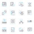 Internet security linear icons set. Firewall, Encryption, Malware, Phishing, Spam, Antivirus, Identity line vector and