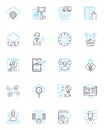 Internet security linear icons set. Firewall , Encryption , Malware , Phishing , Spam , Virus , Backup line vector and