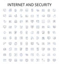 Internet and security outline icons collection. Internet, Security, Online, Cyber, Privacy, Protection, Encryption
