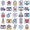 Internet Security and Support Isolated Vector Icons set which can be easily modified or edited Royalty Free Stock Photo
