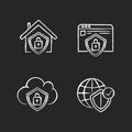 Internet security system chalk white icons set on black background Royalty Free Stock Photo