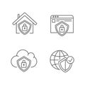 Internet security system pixel perfect linear icons set Royalty Free Stock Photo