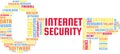 Internet Security Word Cloud Text Illustration in shape of a Key. Royalty Free Stock Photo