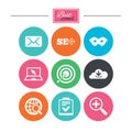 Internet, seo icons. Checklist, target signs. Royalty Free Stock Photo