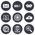 Internet, seo icons. Checklist, target signs Royalty Free Stock Photo