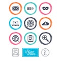 Internet, seo icons. Checklist, target signs. Royalty Free Stock Photo