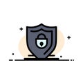 Internet, Shield, Lock, Security  Business Flat Line Filled Icon Vector Banner Template Royalty Free Stock Photo