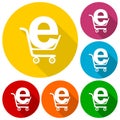 Internet shoping icons set with long shadow Royalty Free Stock Photo