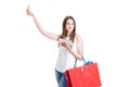 Internet shopping concept with beautiful shopper using card and Royalty Free Stock Photo