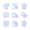 Internet shopping features gradient linear vector icons set Royalty Free Stock Photo