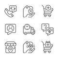 Internet shopping features pixel perfect linear icons set Royalty Free Stock Photo