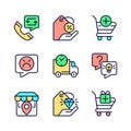 Internet shopping features pixel perfect RGB color icons set Royalty Free Stock Photo