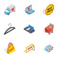 Internet shopping icons, isometric 3d style Royalty Free Stock Photo