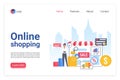 Internet shopping landing page flat vector template