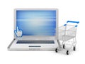 Internet shopping - laptop and cart Royalty Free Stock Photo