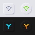 Internet Signal wave symbol icon set, Multicolor neumorphism button soft UI Design. Royalty Free Stock Photo