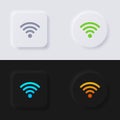 Internet Signal wave symbol icon set, Multicolor neumorphism button soft UI Design. Royalty Free Stock Photo