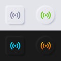 Internet Signal wave symbol icon set, Multicolor neumorphism button soft UI Design. Royalty Free Stock Photo