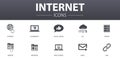 Internet simple concept icons set