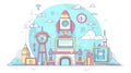 Internet site loading speed test banner. Testing for website traffic optimization engine plugins. Computer desktop with Royalty Free Stock Photo