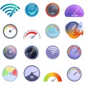 Internet speed icons set, cartoon style